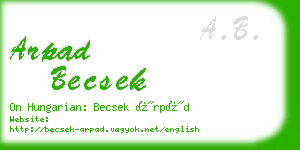 arpad becsek business card